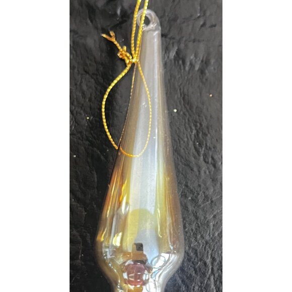 3 Amber Blown Glass Christmas Tree Ornaments Finial Drop - Picture 5 of 6